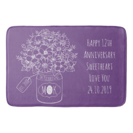 Monogram Wildbloemen Bouquet Hand-Drawn Mason Jar Badmat