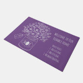 Monogram Wildbloemen Bouquet Hand-Drawn Mason Jar Deurmat (Schuin)