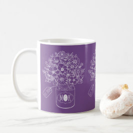Monogram Wildbloemen Bouquet Hand-Drawn Mason Jar Koffiemok