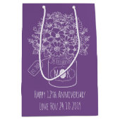 Monogram Wildbloemen Bouquet Hand-Drawn Mason Jar Medium Cadeauzakje (Voorkant)