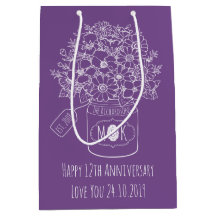 Monogram Wildbloemen Bouquet Hand-Drawn Mason Jar