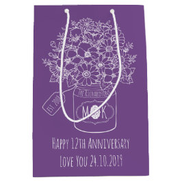 Monogram Wildbloemen Bouquet Hand-Drawn Mason Jar Medium Cadeauzakje