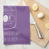 Monogram Wildbloemen Bouquet Hand-Drawn Mason Jar Theedoek (Quarter Fold)