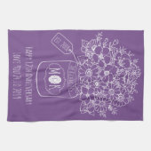 Monogram Wildbloemen Bouquet Hand-Drawn Mason Jar Theedoek (Horizontaal)