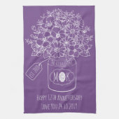Monogram Wildbloemen Bouquet Hand-Drawn Mason Jar Theedoek (Verticaal)