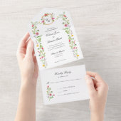 Monogram Wildbloemen Tuinbouw Waterverf All In One Uitnodiging (Afscheurbaar)