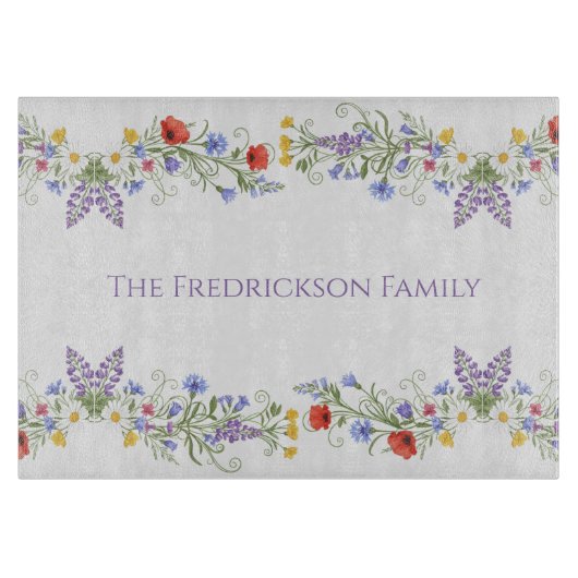 Monogram wildbloemenweide snijplank (Voorkant)