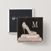 Monogram | Wilde appel | Elegant High Hiel Mode Vierkante Button 5,1 Cm (Voorkant /achterkant)