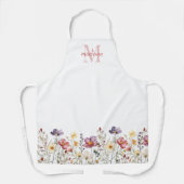 Monogram Wilde Bloem Waterverf Botanicals  Schort (Voorkant)