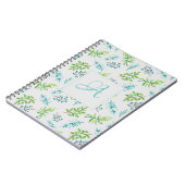 Monogram Wilde Bloemen Blauw Groen Huwelijksdecora Notitieboek (Linkerzijde)