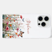 Monogram Wilde Bloemen Vlinders Boho Cadeau voor h Case-Mate iPhone Case (Achterkant (horizontaal))