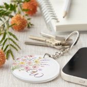 Monogram wilde bloemenboeket foto sleutelhanger (Voorkant Rechts)