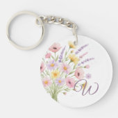 Monogram wilde bloemenboeket foto sleutelhanger (Voorkant)