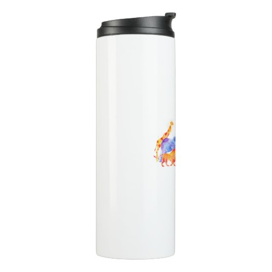 Monogram wilde dieren kleurige Waterverf Thermosbeker (Gedraaid links)