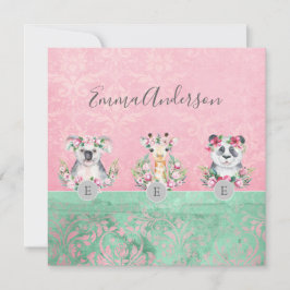 Monogram Wilde Dieren Meisjes Boho Jungle Dieren M Kaart