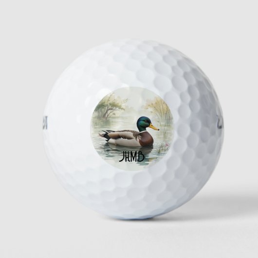 Monogram Wilde Eend Vogel Natuur Dier Golfballen (Voorkant)