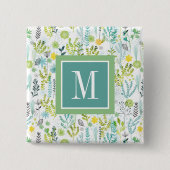 Monogram | Wilde en vrije patronen Vierkante Button 5,1 Cm (Voorkant)