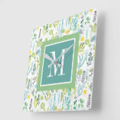 Monogram | Wilde en vrije patronen Vierkante Klok (Hoek)