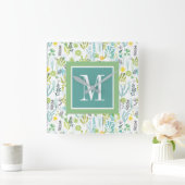 Monogram | Wilde en vrije patronen Vierkante Klok (Huis)