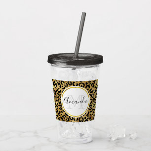 Monogram Wilde & Exotic Leopard Print Pattern Acryl Drinkbeker