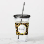 Monogram Wilde & Exotic Leopard Print Pattern Acryl Drinkbeker (Achterkant)