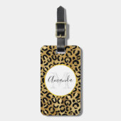 Monogram Wilde & Exotic Leopard Print Pattern Bagagelabel (Voorkant verticaal)