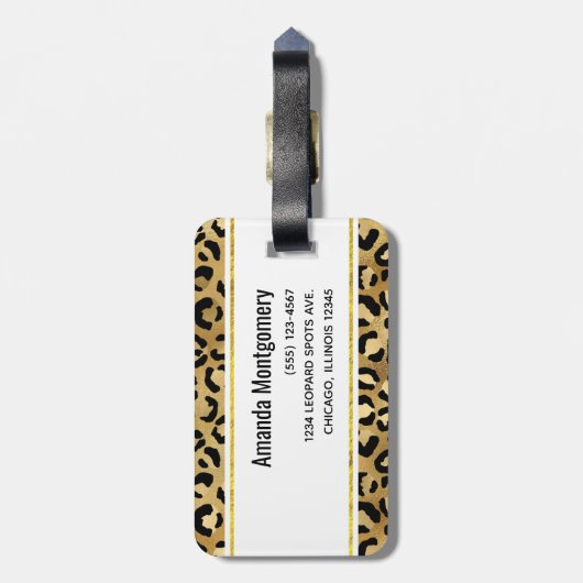 Monogram Wilde & Exotic Leopard Print Pattern Bagagelabel (Achterkant verticaal)