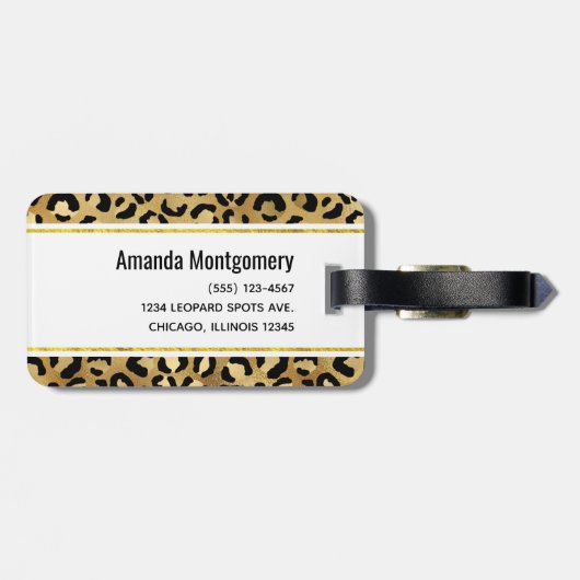 Monogram Wilde & Exotic Leopard Print Pattern Bagagelabel (Achterkant horizontaal)