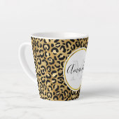 Monogram Wilde & Exotic Leopard Print Pattern Latte Mok (Linkerhoek)