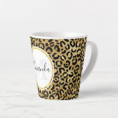 Monogram Wilde & Exotic Leopard Print Pattern Latte Mok (Rechterhoek)