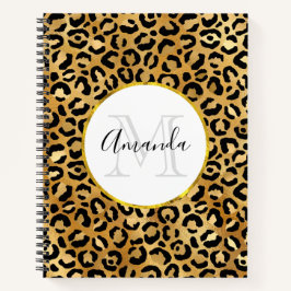 Monogram Wilde & Exotic Leopard Print Pattern Notitieboek
