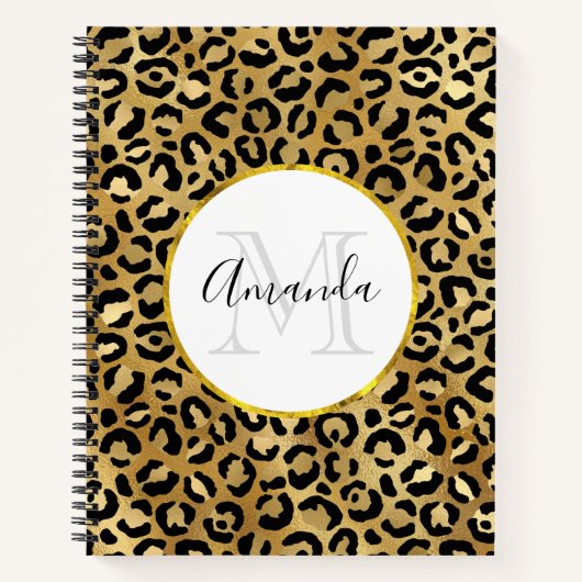 Monogram Wilde & Exotic Leopard Print Pattern Notitieboek (Voorkant)