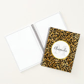 Monogram Wilde & Exotic Leopard Print Pattern Notitieboek (Binnen)