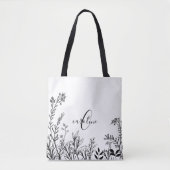 Monogram Wilde Flowers Doodles Tote Bag (Voorkant)