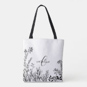 Monogram Wilde Flowers Doodles Tote Bag (Achterkant)