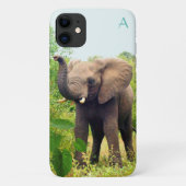 Monogram, wilde olifant en tropische planten Case-Mate iPhone case (Achterkant)