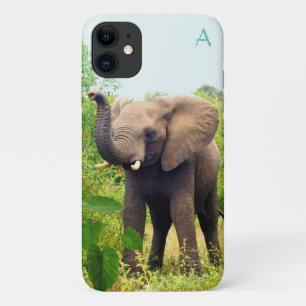 Monogram, wilde olifant en tropische planten Case-Mate iPhone case