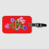 Monogram 'Wildflower' acryl Bagagelabel (Voorkant (horizontaal))