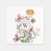 Monogram Wildflower Bloemboeket Servet (Voorkant)