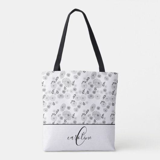 Monogram Wildflower Doodles Canvas tas (Achterkant)