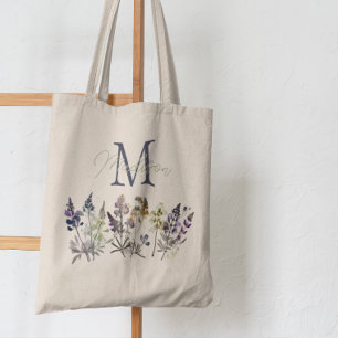 Monogram Wildflower herbruikbare boodschappentas Tote Bag