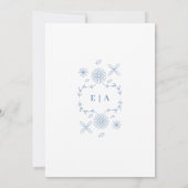 Monogram Wildflower Periwinkle repetitie diner Kaart (Achterkant)