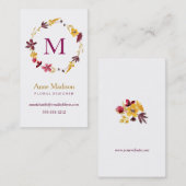 Monogram Wildflower Wreath Visitekaartje (Voorkant / Achterkant)