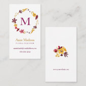 Monogram Wildflower Wreath Visitekaartje (Voorkant / Achterkant)