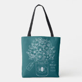Monogram Wildflowers Boeket Hand-Drawn Mason Jar Tote Bag (Achterkant)