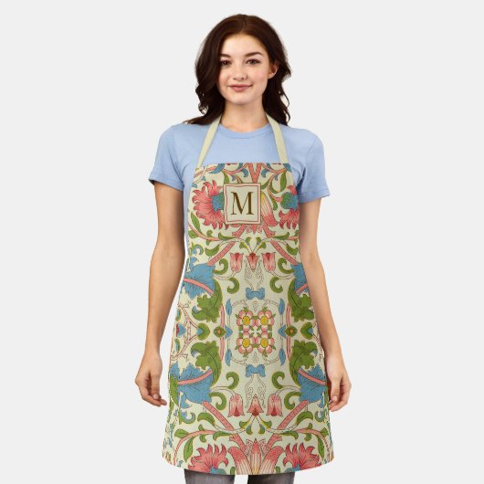 Monogram William Morris Botanisch Patroon Schort (Gedragen)