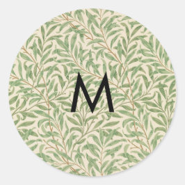 Monogram William Morris Willow Bough Pattern Ronde Sticker