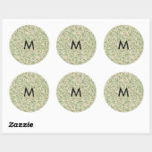 Monogram William Morris Willow Bough Pattern Ronde Sticker (Vel)
