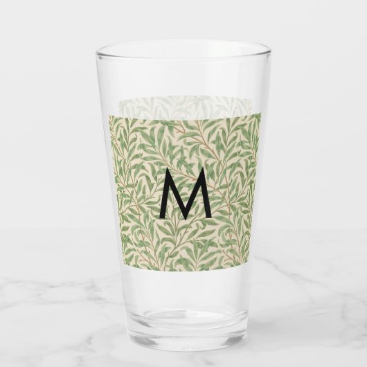 Monogram William Morris Willow Bough Patterned Glas (Achterkant)