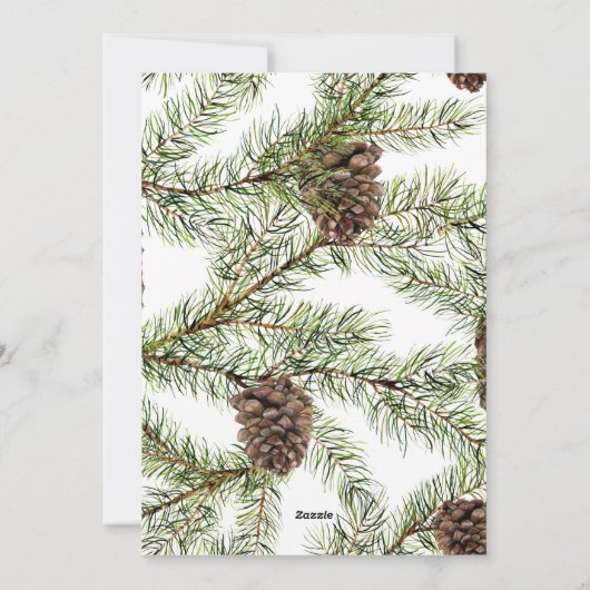 Monogram Winter Cone Berry Wreath Merry Kerstmis Feestdagenkaart (Achterkant)